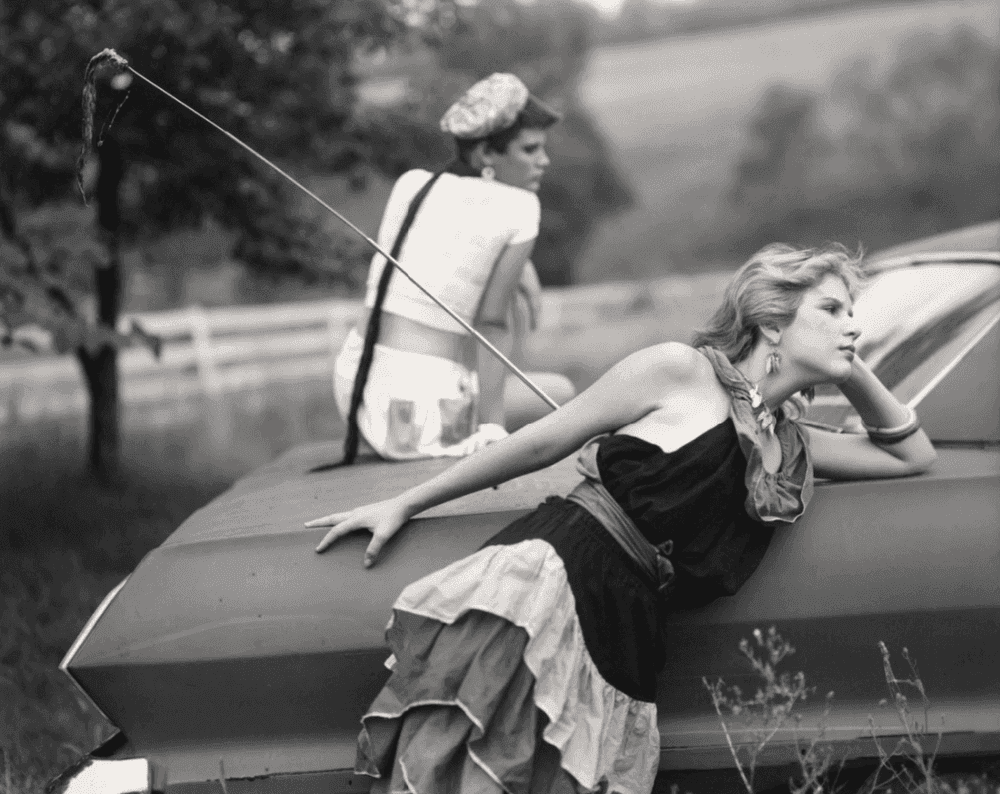 Sally Mann, ‘Lisa and Jenny on Car’, 1985, Print, Gelatin silver print, null, Numbered