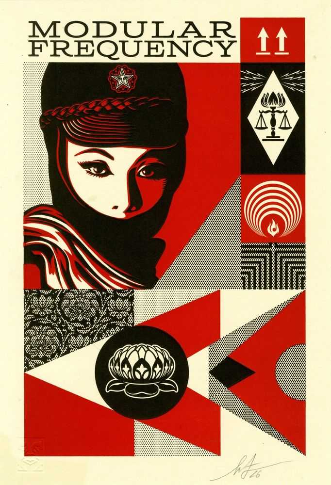 Shepard Fairey (Obey), ‘Modular Frequency’, 2026, Print, Letterpress on cream cotton paper with hand-deckled edges., Subliminal Projects, Numbered