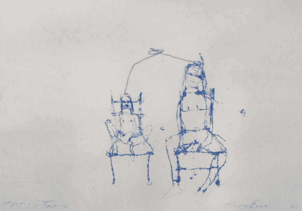 Tracey Emin, ‘Tracey x Tracey’, 2005, Print, Screenprint in blue with red fabric stitching, Counter Editions, 