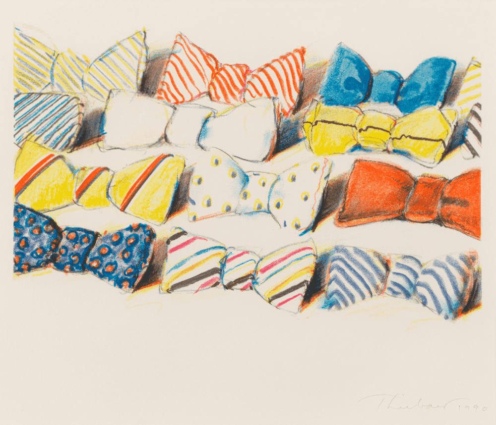 Wayne Thiebaud, ‘Bow Ties’, 1990, Print, Lithograph, Campbell Thiebaud Gallery, Numbered, Dated
