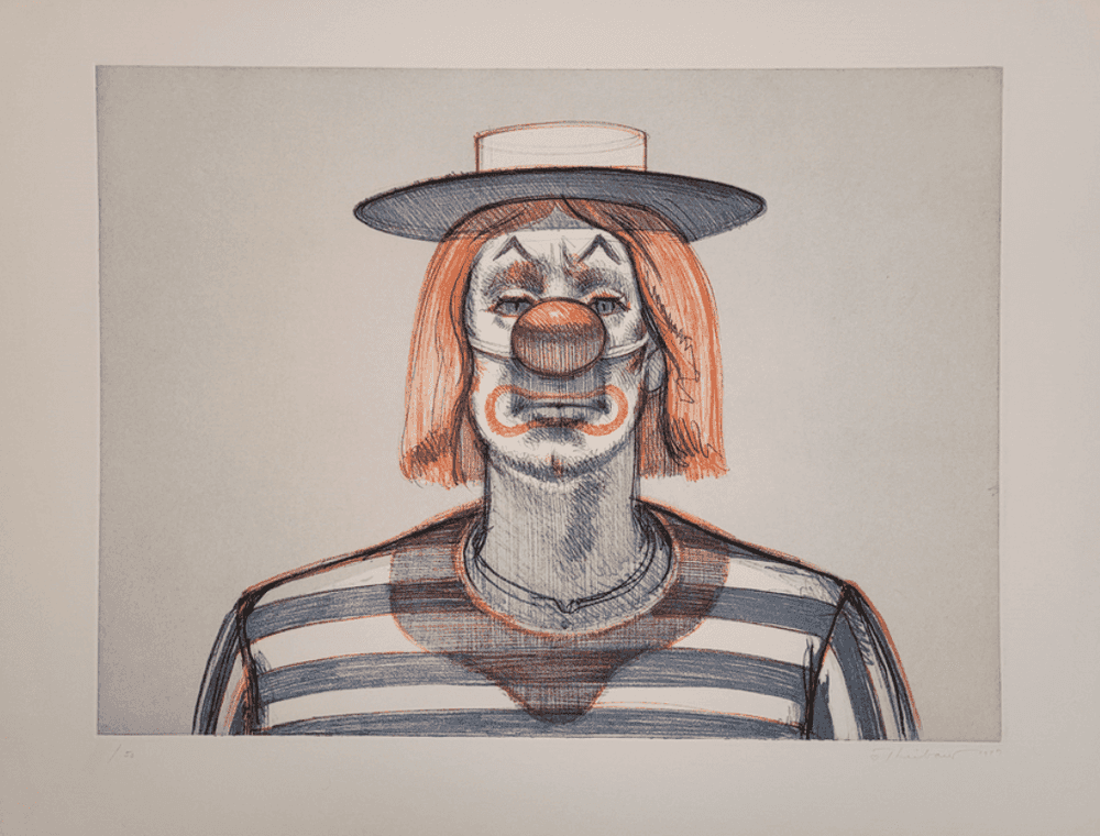 Wayne Thiebaud, ‘Clown’, 1979, Print, Etching and aquatint on Somerset wove paper, Parasol Press, Ltd., Dated