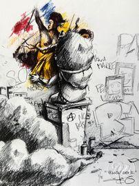 Yellow Dress Sketch Print