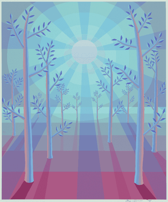 Amy Lincoln, ‘Trees and Moon Rays (Blue, Cyan and Magenta)’, 2023, Print, Archival Pigment print, null, Numbered