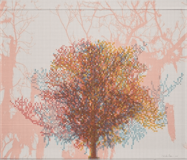 Charles Gaines, ‘Charleston Series II, Tree VI, Bairds Cove’, 2024, Print, Color aquatint, spitbite aquatint, chine collé and UV cured acrylic with printed acrylic box. Rives BFK White paper, null,