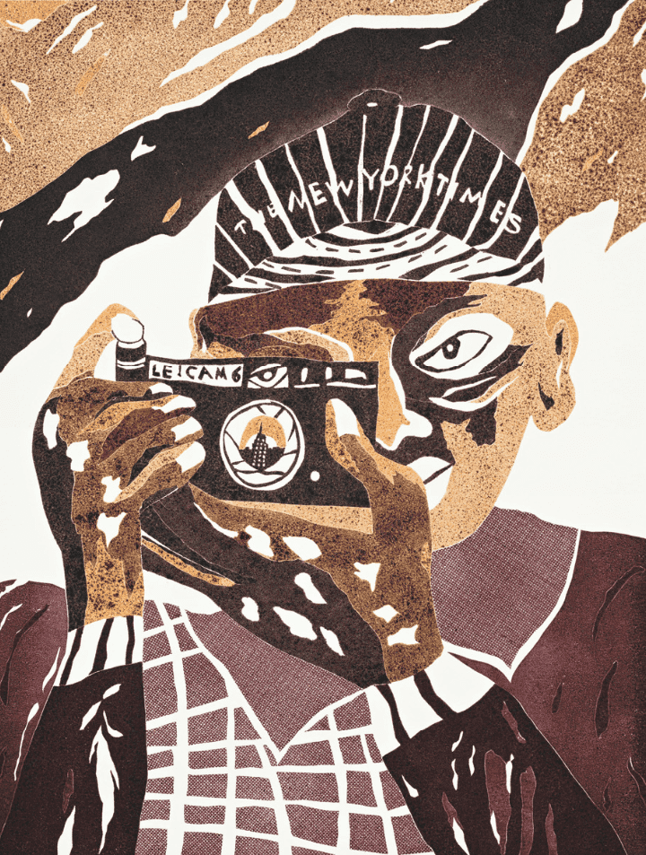 Chase Hall, ‘Portrait of The City’, 2023, Print, Jigsaw relief with coffee grounds and ink on cotton paper, Pace Editions, Inc., Numbered