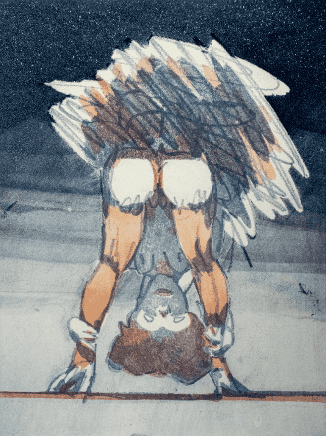 Claes Oldenburg, ‘Figure Looking Through Legs’, 1976, Print, Etching on Velin Arches paper, Petersburg Press, Numbered