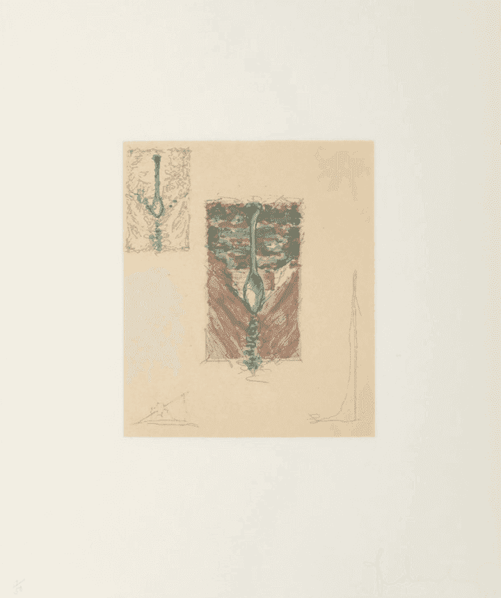 Claes Oldenburg, ‘Postcard of the Spoon on Isle St. Louis’, 1979, Print, Etching and aquatint in colors on Kitakata collé to Ventry paper, null, Numbered, Dated