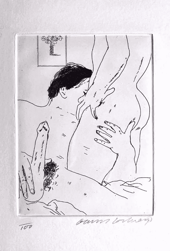 David Hockney, ‘An Erotic Etching’, 1975, Print, Traditional etching, null, Numbered