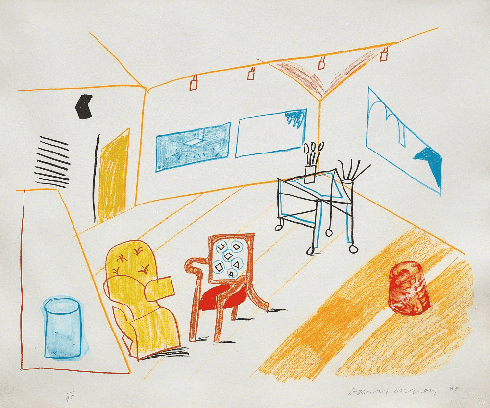 David Hockney, ‘Conversation In The Studio’, 1984, Print, Colour lithograph, null, Numbered