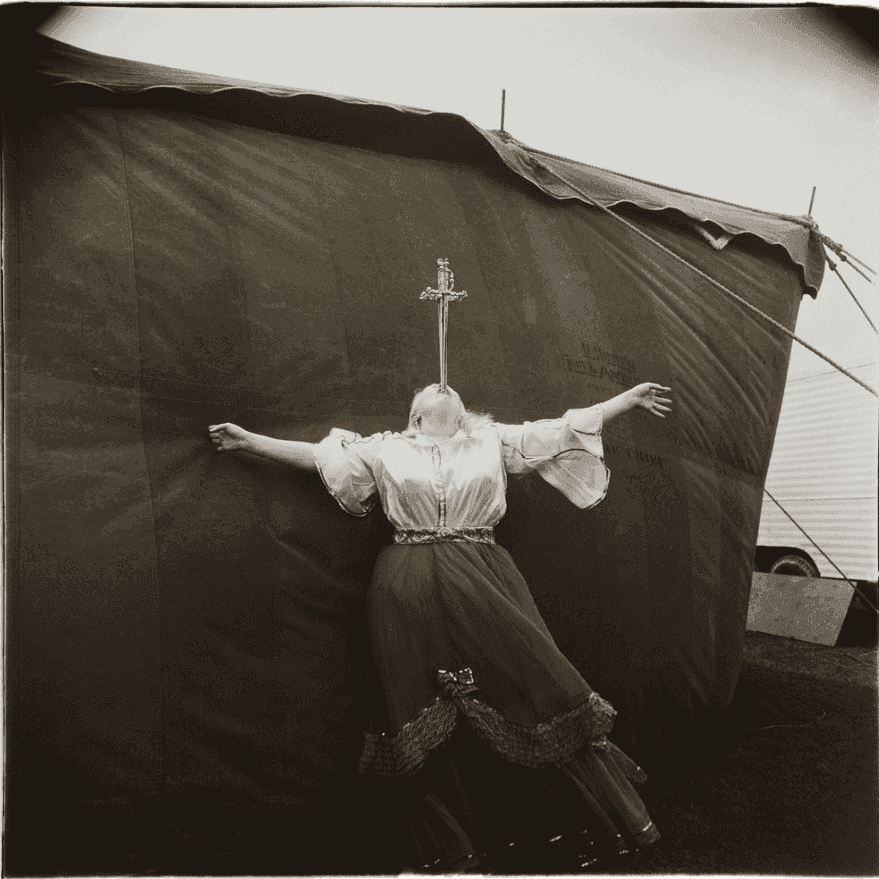 Diane Arbus, ‘Albino Sword Swallower at a Carnival, MD.’, 1970, Print, Gelatin silver print, null, Numbered, Dated