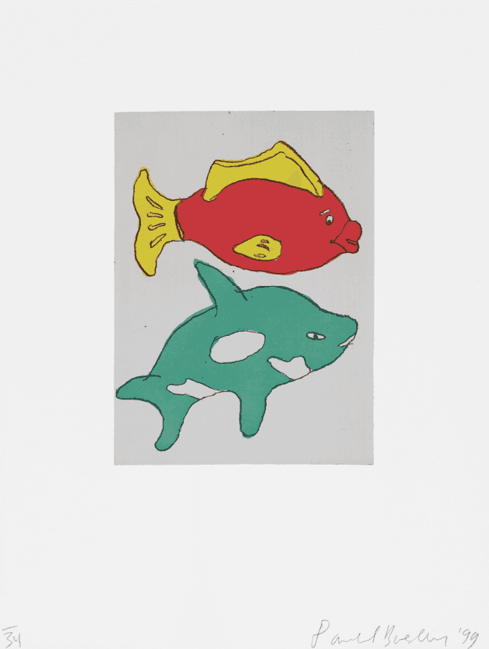 Donald Baechler, ‘Two Fishes, 1999’, 1999, Print, Soft-ground etching and aquatint on Magnani Pescia paper., null, Numbered, Dated