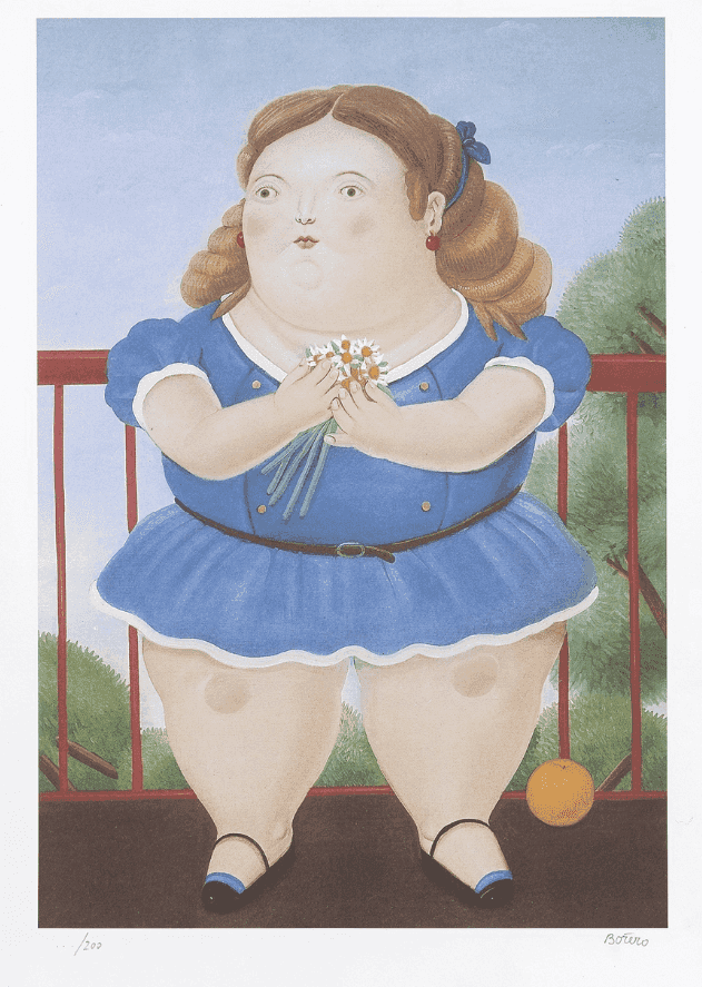 Fernando Botero, ‘Girl On A Balcony’, 1983, Print, Lithograph in colours on wove paper, null, Numbered