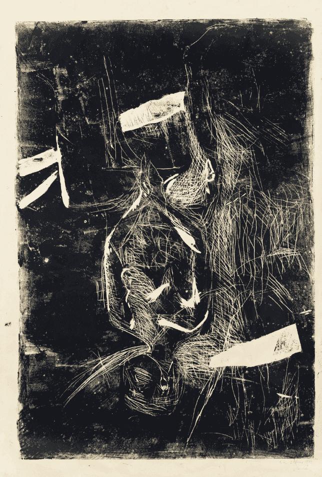 Georg Baselitz, ‘Weiblicher Akt auf Küchenstuhl’, 1977, Print, Linocut on paper, null,