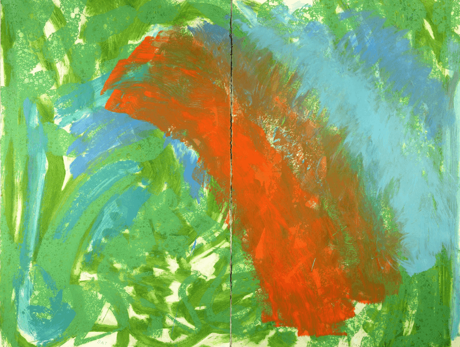 Howard Hodgkin, ‘Into the Woods, Summer’, 2001, Print, Two part lift ground etching and aquatint with carborundum and hand-colouring in acrylic on 85% cotton and 15% linen mould-made Moulin du Gue 350gsm paper, null,