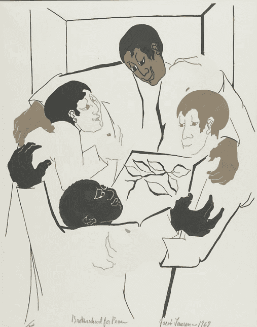 Jacob Lawrence, ‘Brotherhood for Peace’, 1967, Print, Lithograph in colors, null, Numbered, Dated