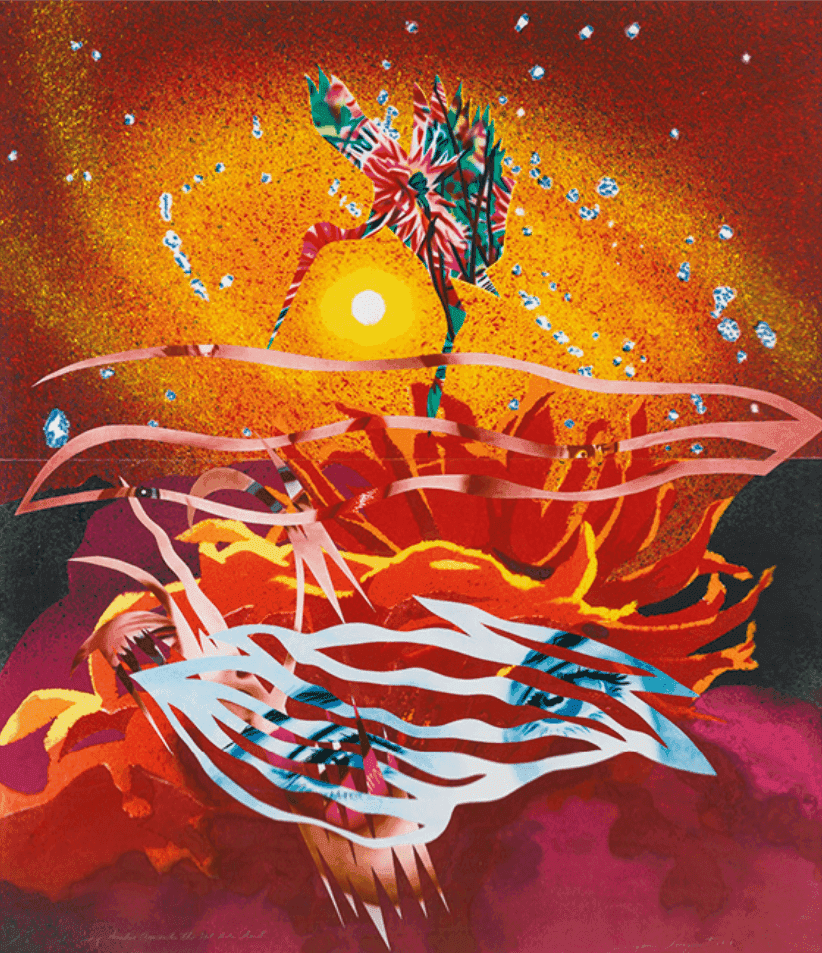 James Rosenquist, ‘The Bird of Paradise Approaches the Hot Water Planet’, 1989, Print, Colored pressed paper pulp with lithographic collage elements printed in colors, Tyler Graphics, Ltd., Dated