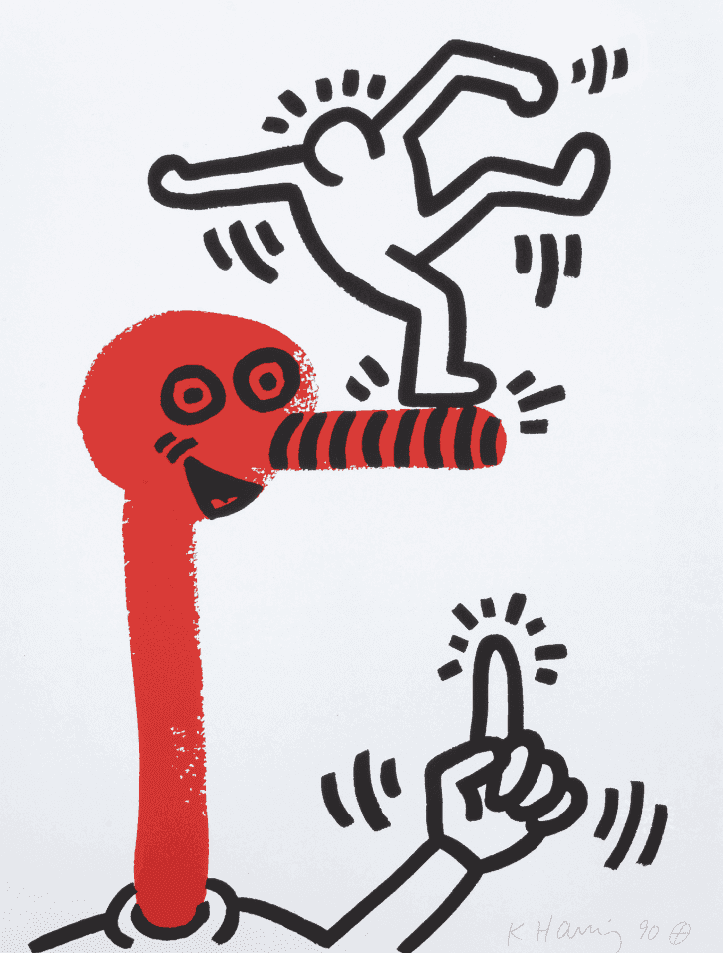 Keith Haring, ‘The Story of Red and Blue - I’, 1990, Print, Lithograph printed in colours on Japan paper, The Keith Haring Estate, Dated