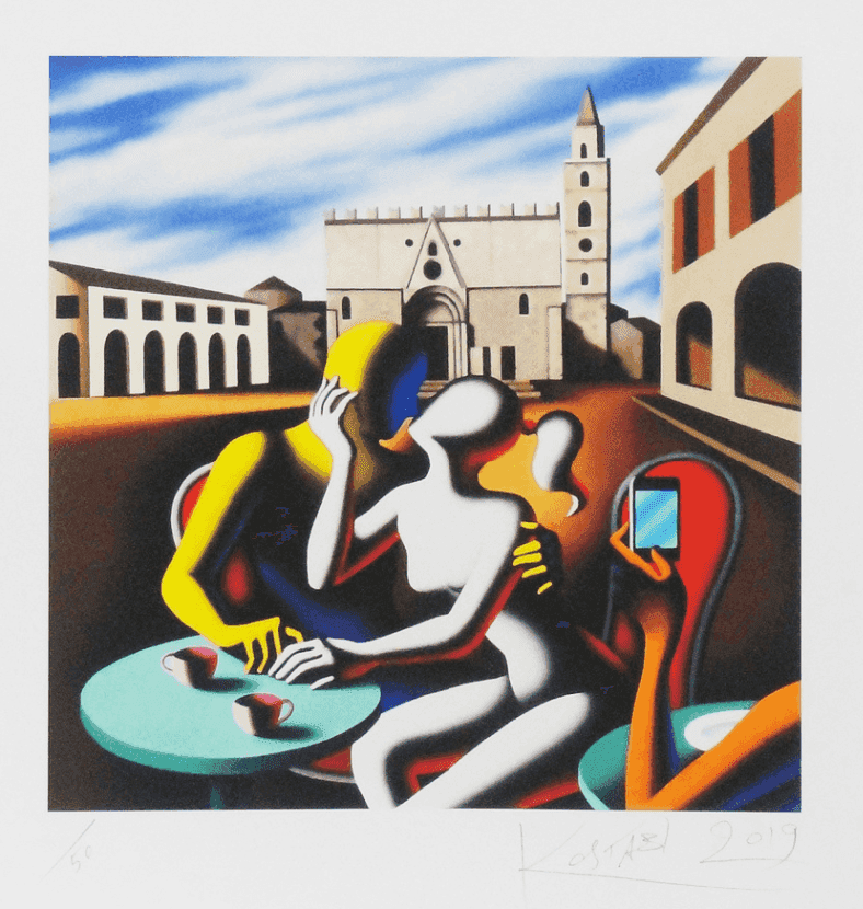 Mark Kostabi, ‘Fabio and Giovanna in Piazza D'Amore’, 2019, Print, Giclée, null, Numbered