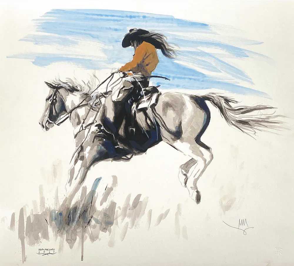 Mark Maggiori, ‘She Sure Can Ride - Limited Edition HPM’, 2023, Print, India Ink, black chalk, acrylic and pencil on paper, null, Dated