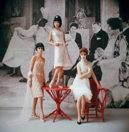Mark Shaw, ‘1920's Backdrop, Three White Cocktail Dresses’, 1961, Print, Pigment print on Hahnemϋhle photo rag paper, null,