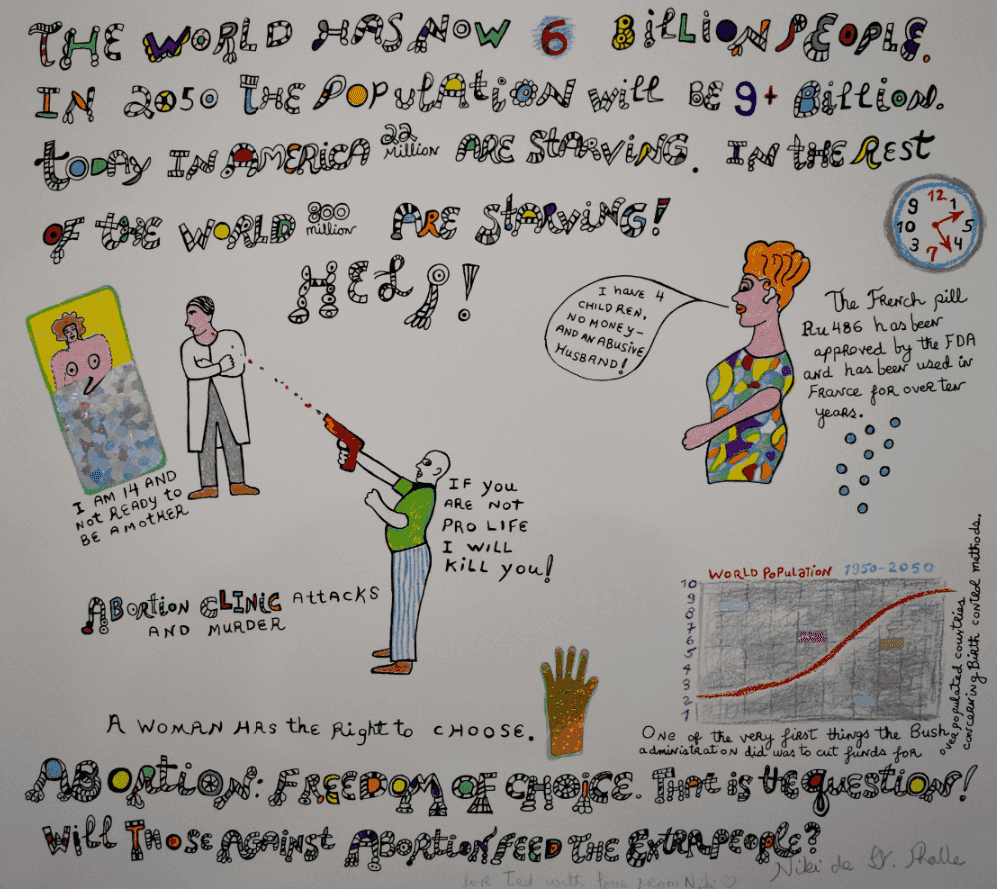 Niki de Saint Phalle, ‘Abortion - Freedom of Choice (Population Explosion)’, 2001, Print, Dedicated Lithograph with Collage on Wove Paper, null, Numbered