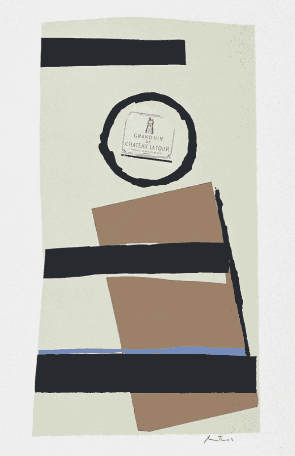 Robert Motherwell, ‘Summer Light Series - Pauillac, I’, 1973, Print, Lithograph, collage, and embossing on Arjomari paper; Château Latour wine label; tan Ingres paper; and black Arches paper, Gemini G.E.L., Numbered