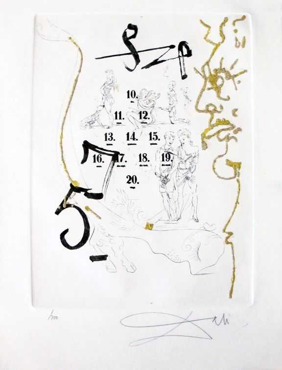 Salvador Dali, ‘Le crapaud (The toad) from Les Amours Jaunes’, 1974, Print, Original etching and added color and gold flakes on Arches paper, null, Numbered