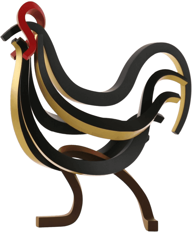 Sangsoo Lee, ‘Black Rooster’, 2025, Sculpture, Paint on resin, gold, null,