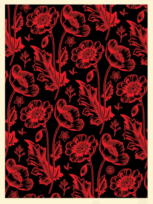 Shepard Fairey (Obey), ‘Sedation in Bloom (Black and Red)’, 2021, Print, Screenprint on thick cream Speckletone paper, null, Numbered