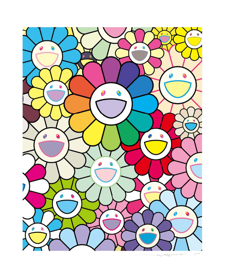 Takashi Murakami, ‘Flowers and Prosperity Multicolor’, 2025, Print, Archival Pigment Print + Silkscreen, null, Numbered