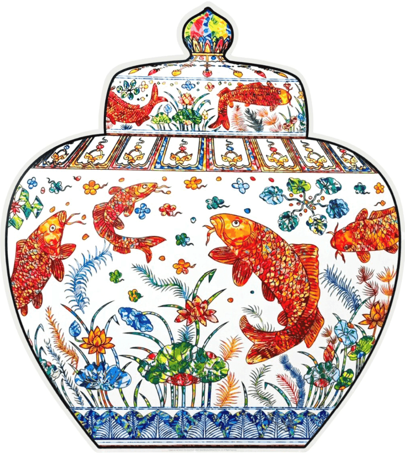 Takashi Murakami, ‘Lidded Jar with Design of a Lotus Pond’, 2023, Print, Offset printing andspecial silver, null, Numbered