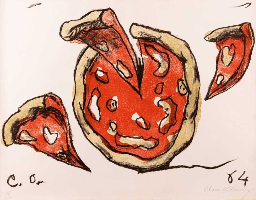 Claes Oldenburg, ‘Flying Pizza from New York Ten’, 1964, Print, Lithograph in colours on wove, Tanglewood Press, Inc.,, Numbered