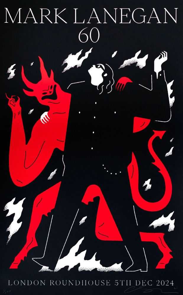 Cleon Peterson, ‘Mark Lanegan 60 (Black)’, 2024, Print, Hand-pulled screen print on 290gsm Coventry Rag paper with deckled edges, Self Released, Numbered