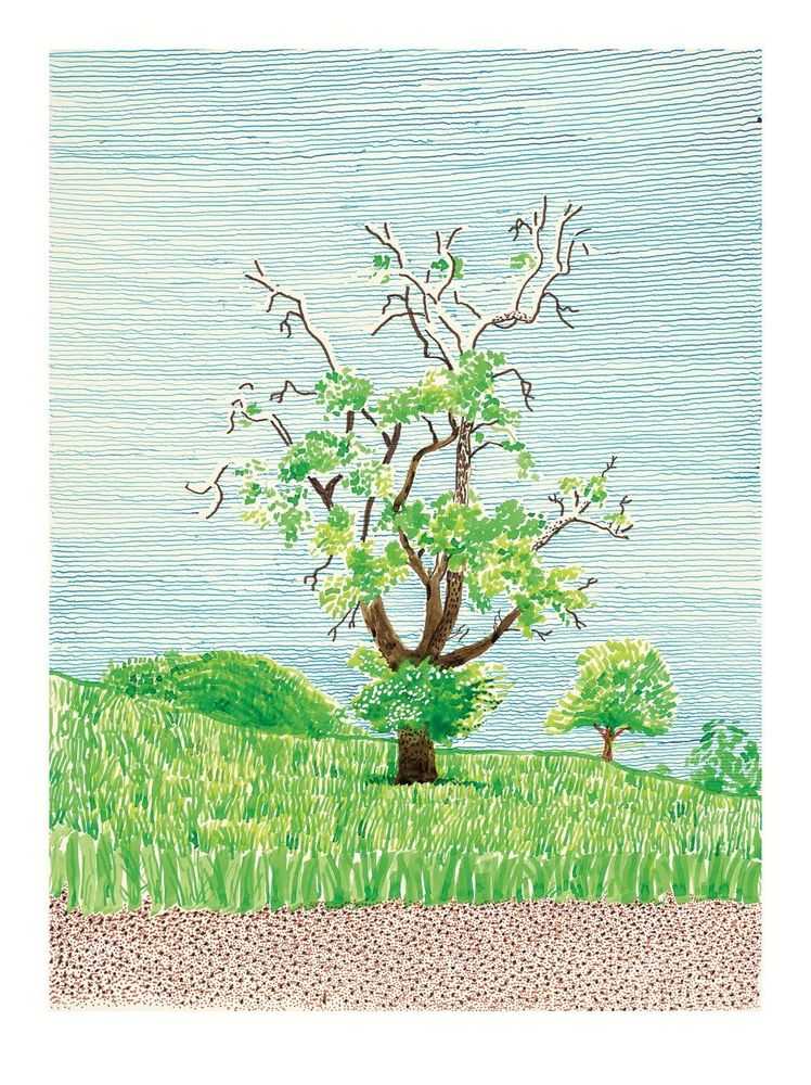 David Hockney, ‘Hawthorn Bush in Front Of A Very Old And Dying Pear Tree’, 2019, Print, Digital reproduction, null, Numbered