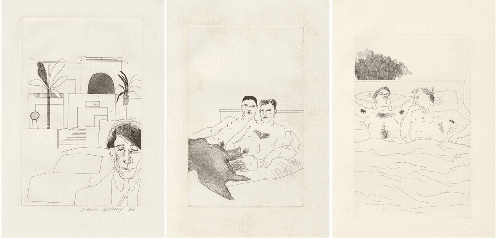 David Hockney, ‘Illustrations For Fourteen Poems by C.P. Cavafy Edition A - Complete Set’, 1966, Print, Hand-etched image, null, Numbered