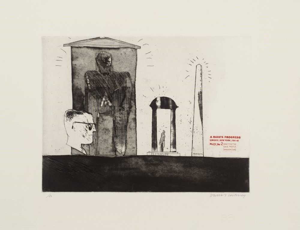 David Hockney, ‘Meeting The Good People (Washington)’, 1963, Print, Traditional etching, null, Numbered