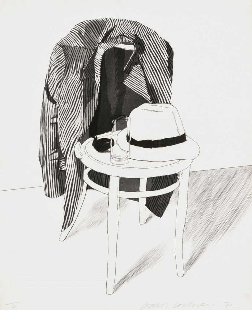 David Hockney, ‘Panama Hat On A Chair With Jacket’, 1972, Print, Engraved edition, null, Numbered