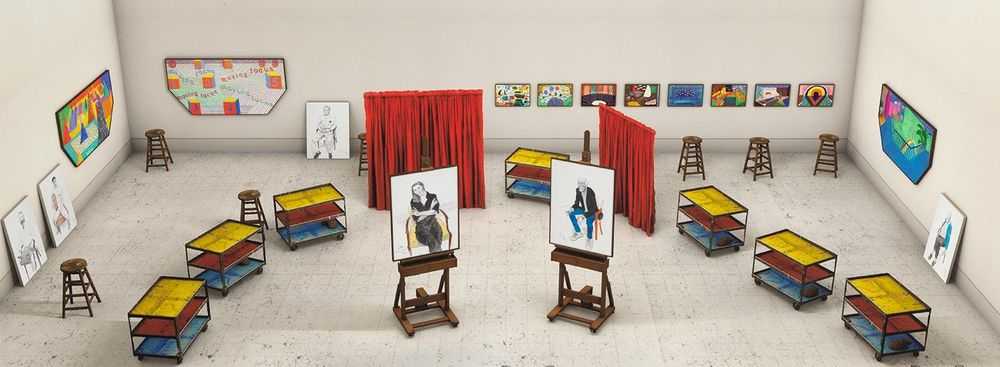 David Hockney, ‘Seven Trollies, Six And A Half Stools, Six Portraits, Eleven Paintings, And Two Curtains’, 2018, Print, Digital media impression, null, Numbered