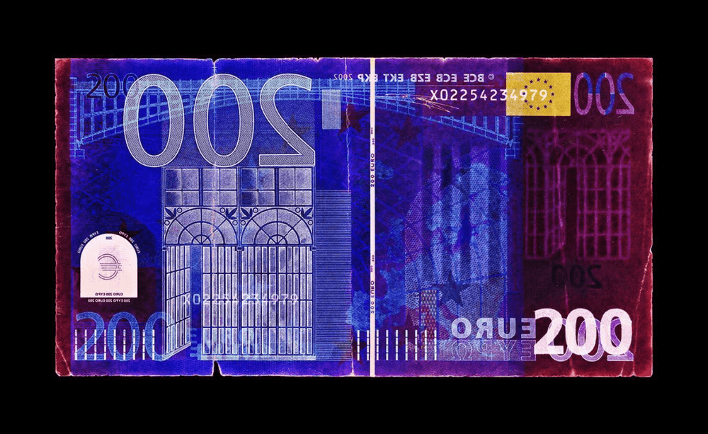 David LaChapelle, ‘Negative Currency - 200 Euro Used as Negative’, 2018, Print, Chromogenic print on aludibond, null, Numbered, Dated