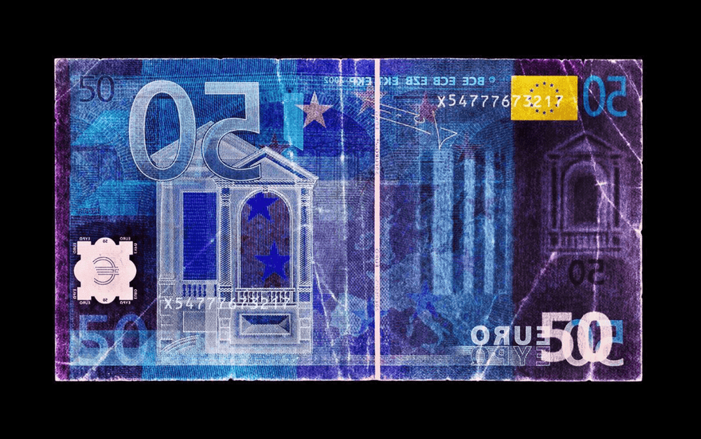 David LaChapelle, ‘Negative Currency - 50 Euro Used as Negative’, 2018, Print, Chromogenic print on aludibond, null, Numbered, Dated