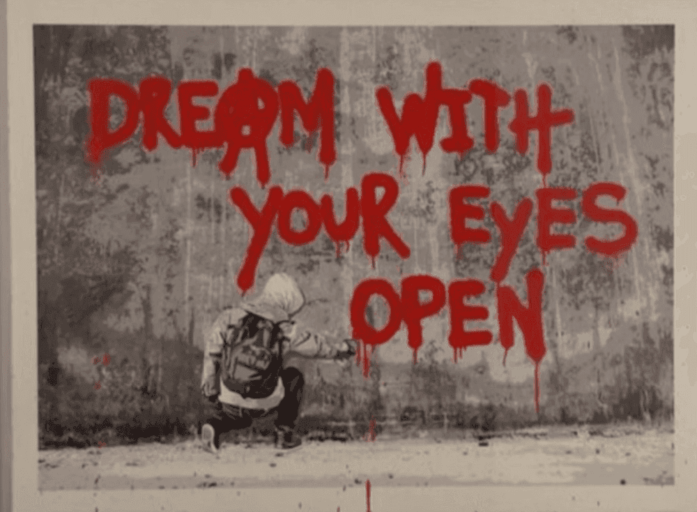 Hijack, ‘Dream With Your Eyes Open’, 2012, Print, Hand pulled silkscreen print in colors with hand decked edges on cotton rag art paper., Self Published, Numbered, Dated