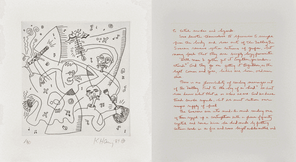 Keith Haring, ‘The Valley’, 1989, Print, Etching on white, 160 lb. 100% cotton paper, George Mulder Fine Arts, Numbered, Dated