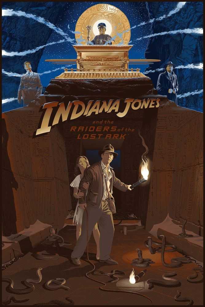 Laurent Durieux, ‘Indiana Jones And The Raiders Of The Lost Ark (Timed Edition)’, 2016, Print, 15 color screen print with metallic inks, Bottleneck Gallery, Numbered