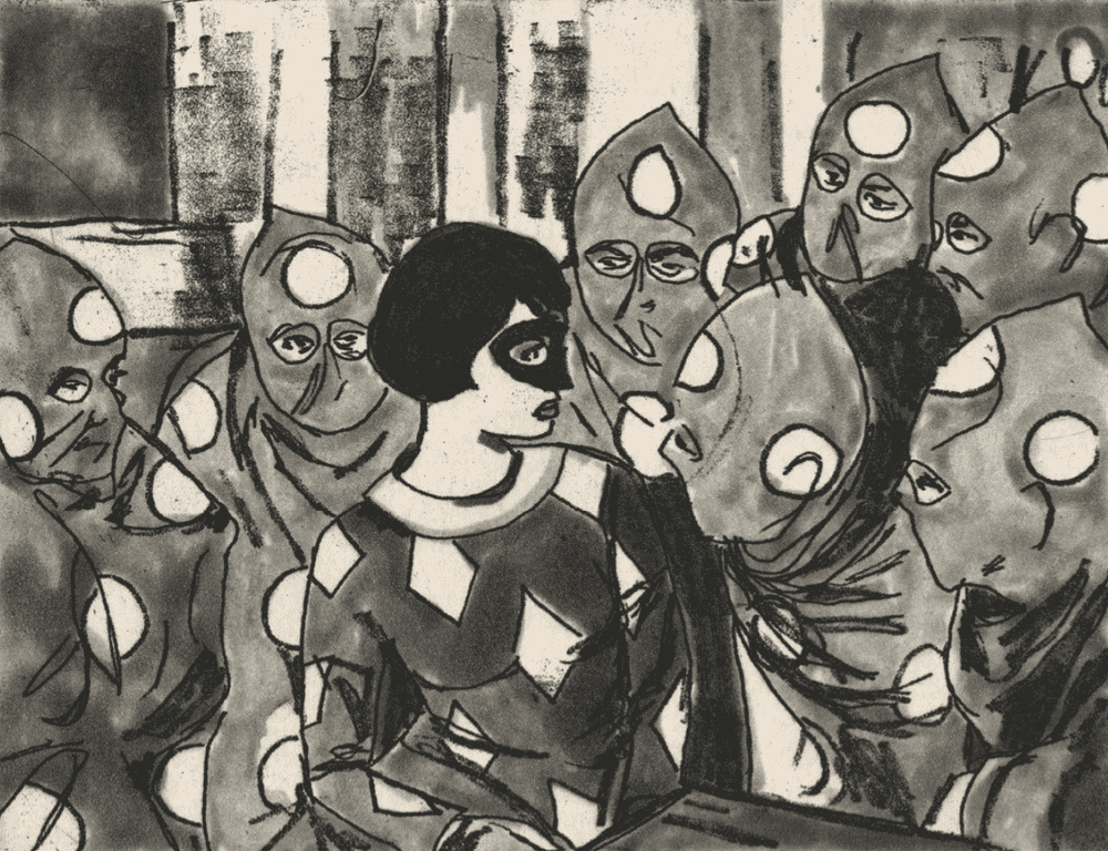 Marcel Dzama, ‘A Mother of the Seven Sons’, 2015, Print, Soft ground etchings with spit bite aquatint on gampi paper chine collé, Crown Point Press,