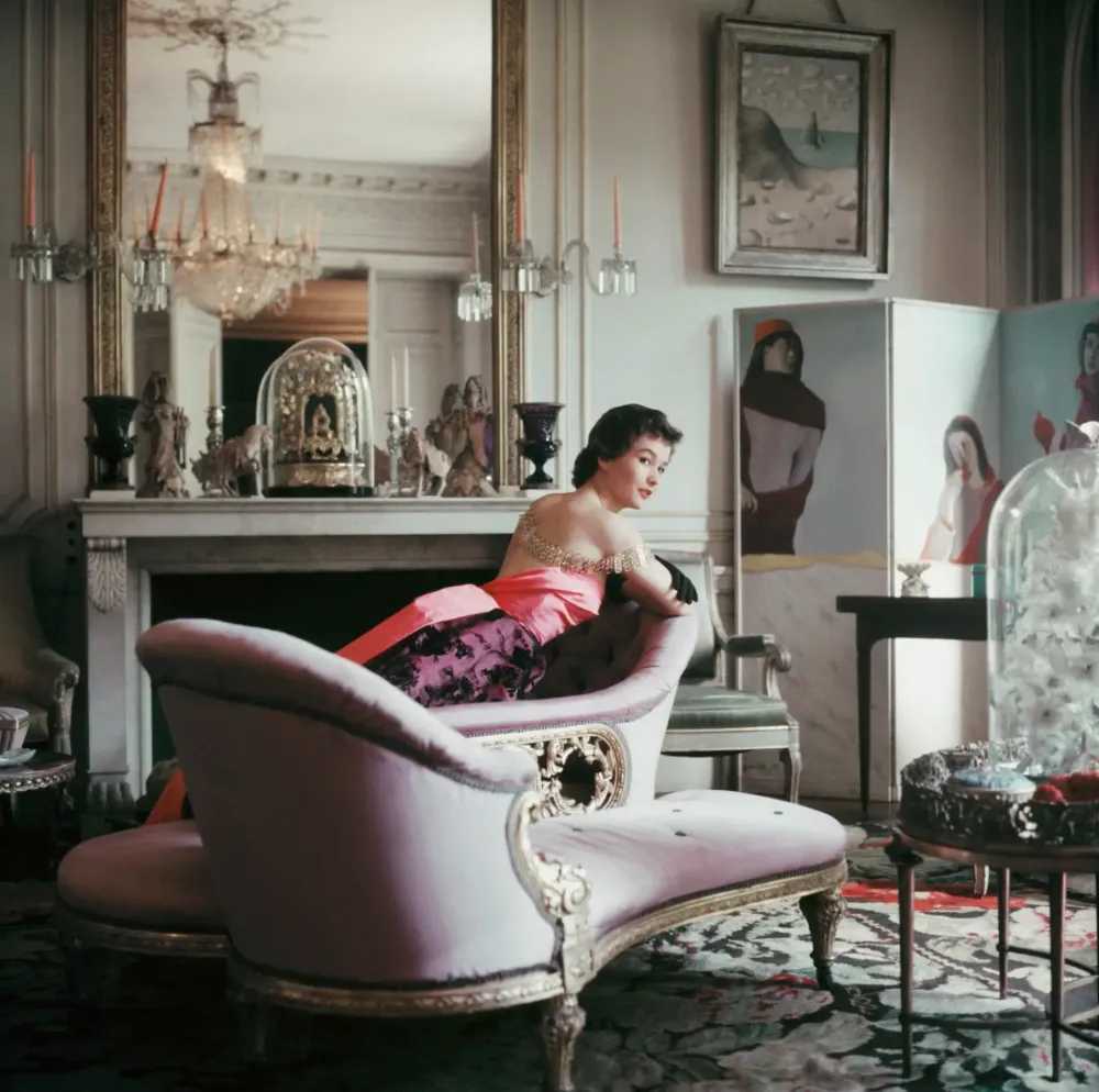 Mark Shaw, ‘Designer's Homes, Ghislaine Lounges in Elsa Schiaparelli's Home, Front (Extra Large)’, 1953, Print, Pigment print on Hahnemϋhle photo rag paper, null,