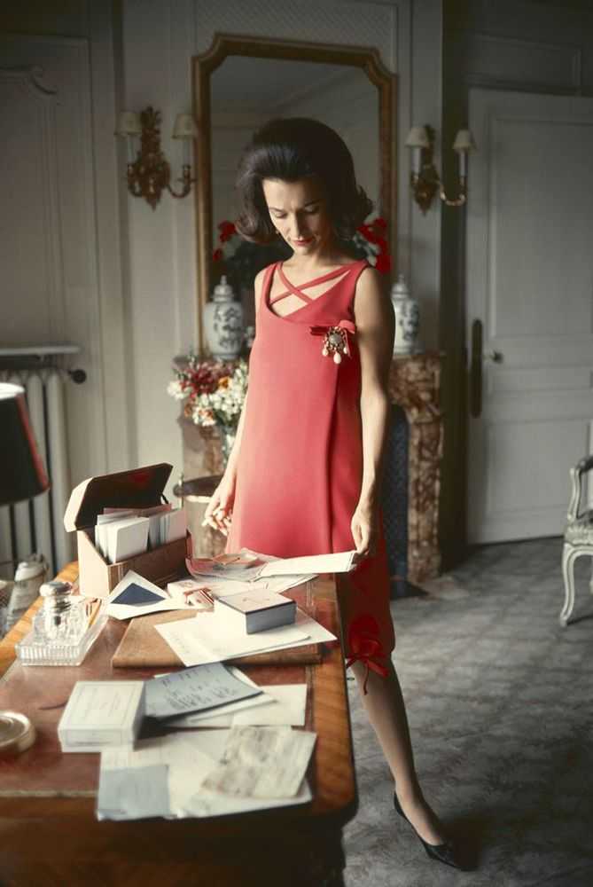 Mark Shaw, ‘Dior, Lee Radziwill, Red Dress at Desk’, 1962, Print, Pigment print on Hahnemϋhle photo rag paper, null,