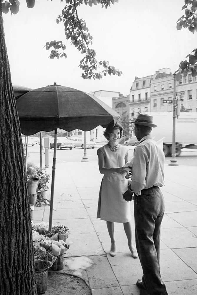Mark Shaw, ‘Kennedy, Jackie Outside Flower Shop, 1959’, 1959, Print, Pigment print on Hahnemϋhle photo rag paper, null,