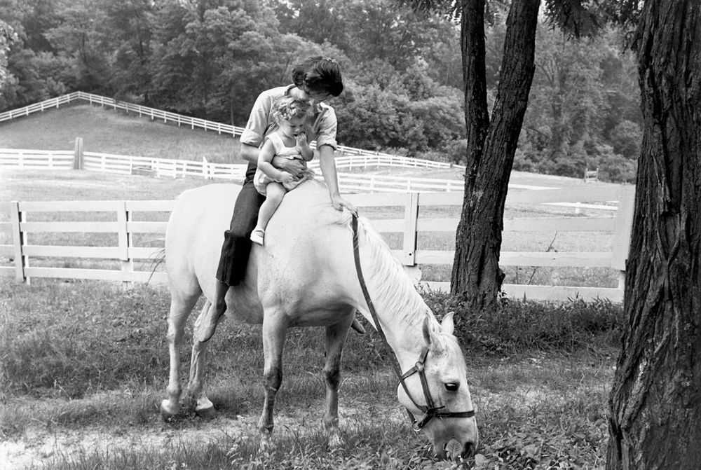 Mark Shaw, ‘Kennedy, Jackie and Caroline on Horse, 1959’, 1959, Print, Pigment print on Hahnemϋhle photo rag paper, null,