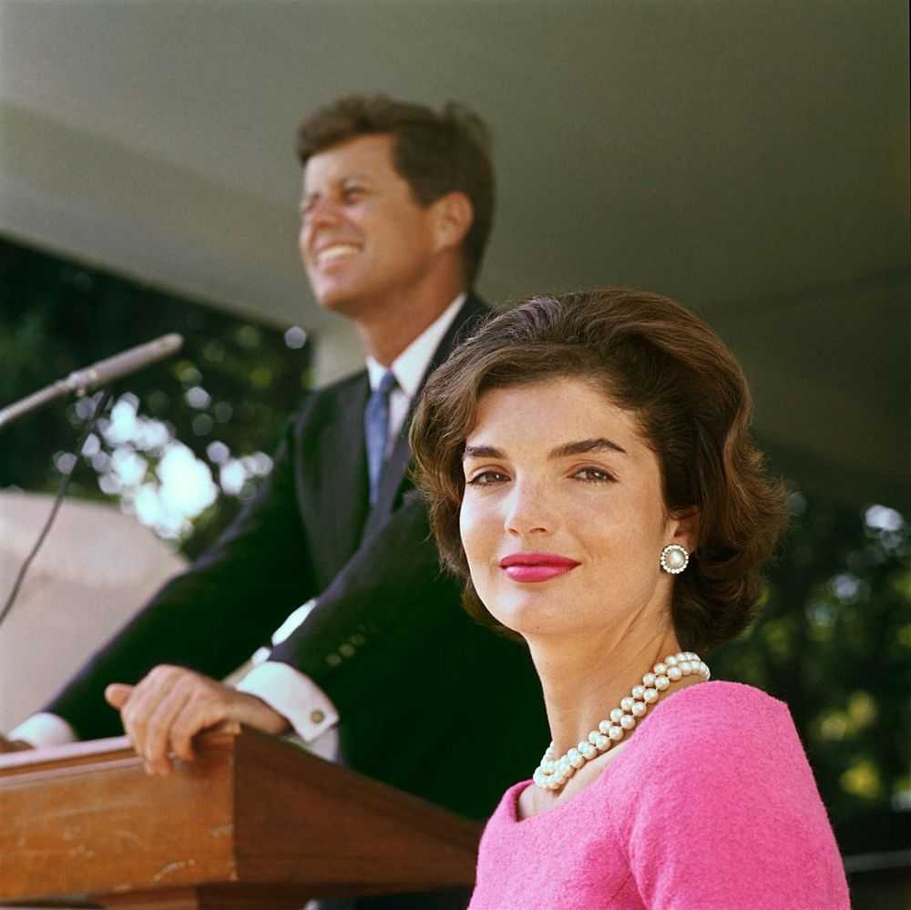 Mark Shaw, ‘Kennedy, Jackie in Pink Dress, John at Podium (Extra Large)’, 1959, Print, Pigment print on Hahnemϋhle photo rag paper, null,