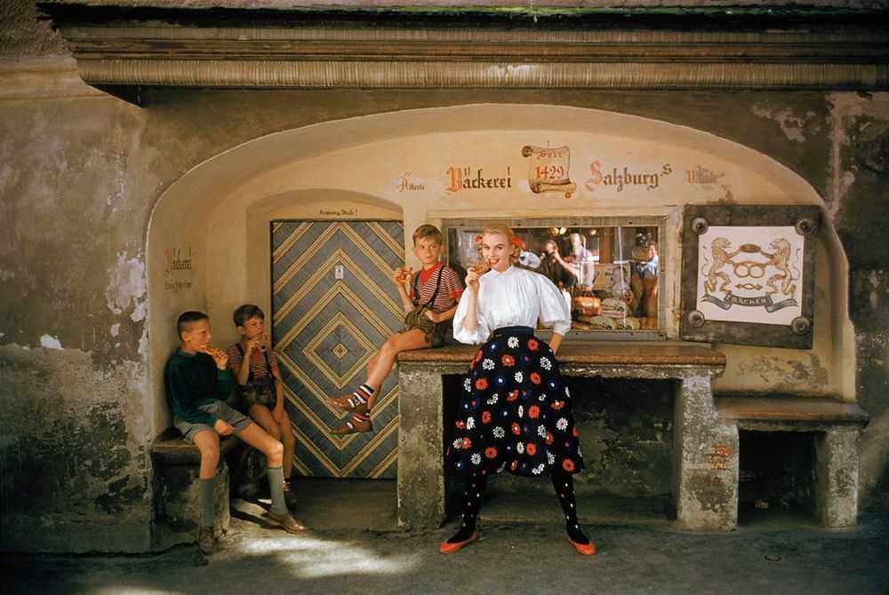 Mark Shaw, ‘Model in Salzberg Bakery With Three Boys’, 1956, Print, Pigment print on Hahnemϋhle photo rag paper, null,